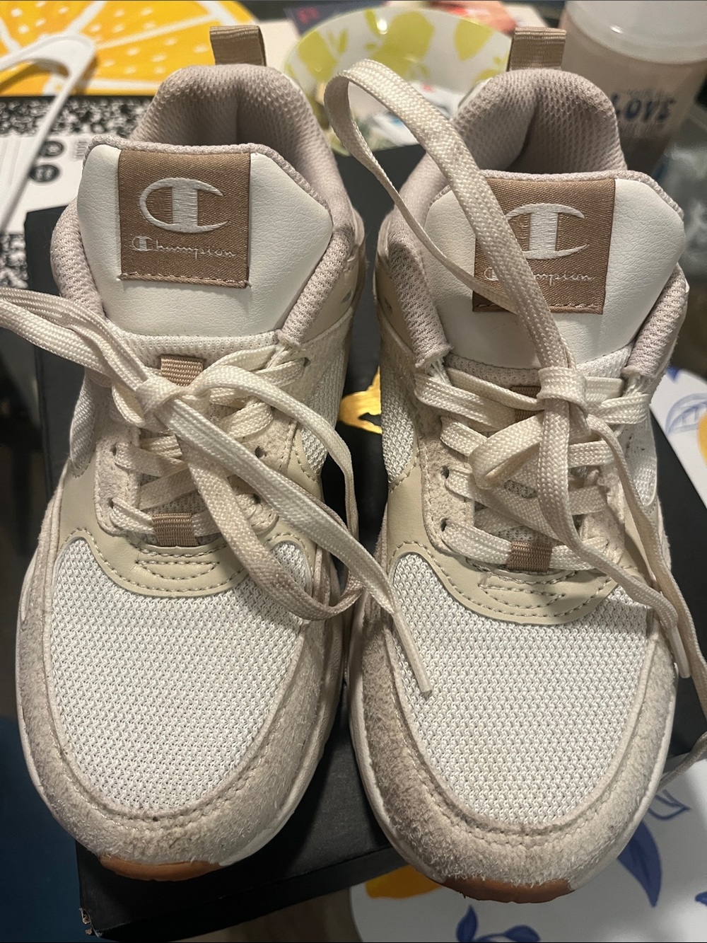 Champion Kids Cream and Tan Athletic Sneakers